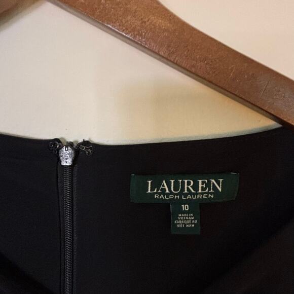 Lauren Ralph Lauren Black Bell Sleeve Cocktail Sheath Dress Large - Picture 9 of 12